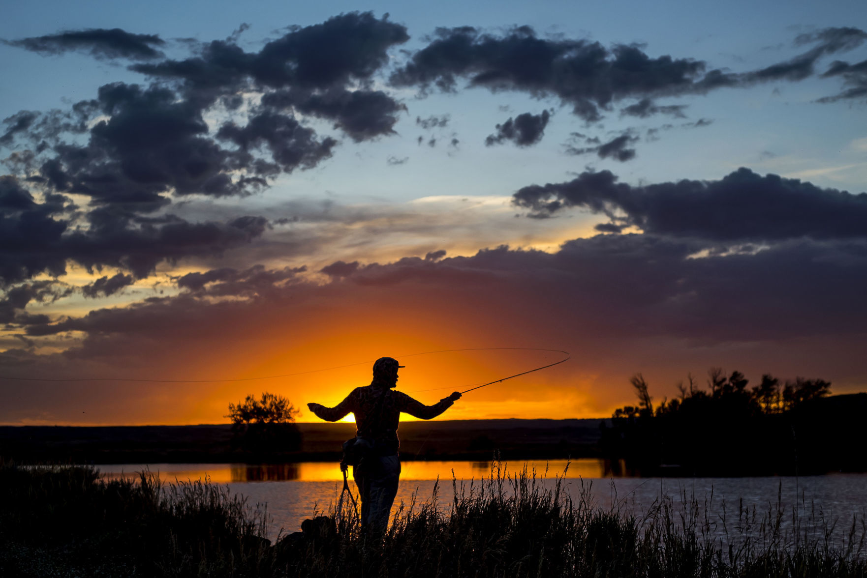 Fishing at sunset